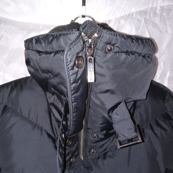 Cole Haan Black Women's Down Coat Jacket with Knit Collar size Large - Picture 6 of 12